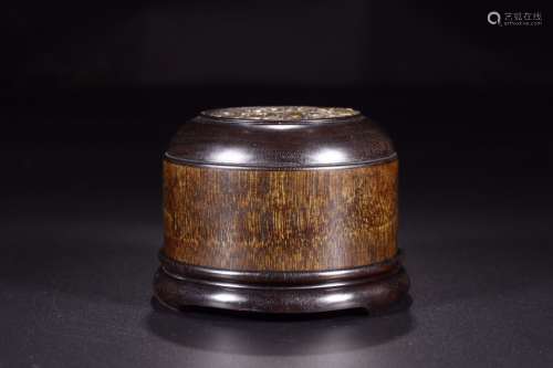 Qing dynasty zitan wood embedded shoushan stone &chenxiang wood censer for 2