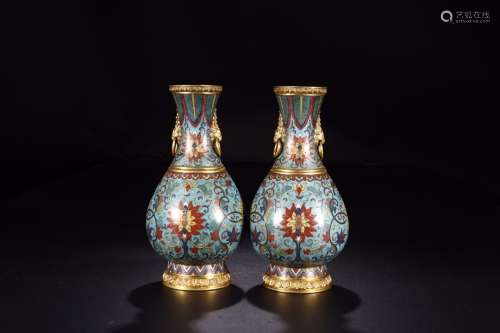 Qing dynasty Qianlong nian zhi mark cloisonne warp flower pattern bottle for 2