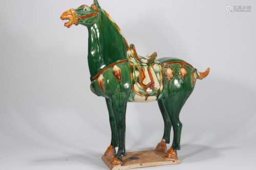 A Chinese San-Cai Glazed Porcelain Horse