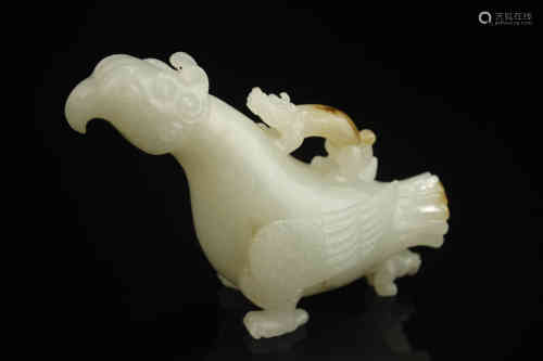 A Chinese Carved Jade Bird Decoration