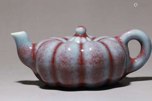 A Chinese Red Glazed Porcelain Tea Pot