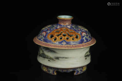 A Chinese Famille-Rose Porcelain Incense Burner