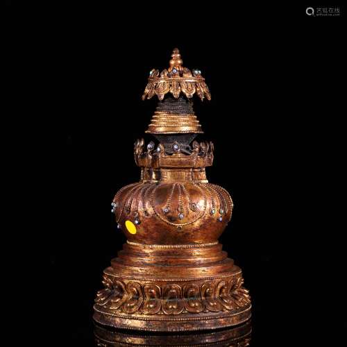 A Chinese Gilt Bronze Buddhist Tower