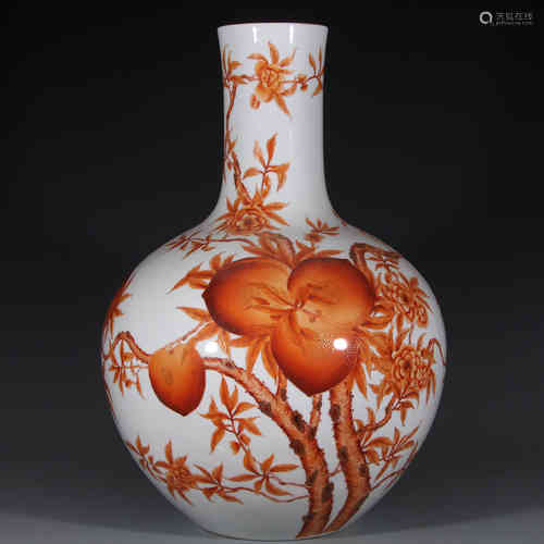 A Chinese Iron-Red Glazed Porcelain Vase