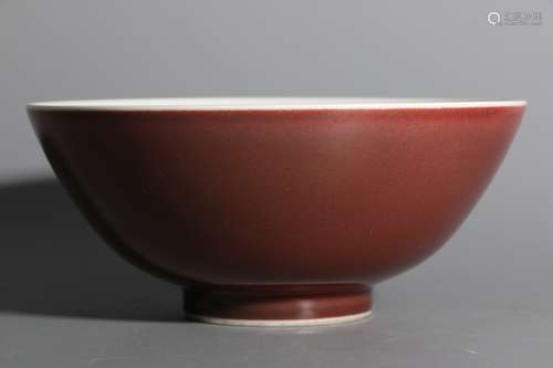 A Chinese Red Glazed Porcelain Bowl