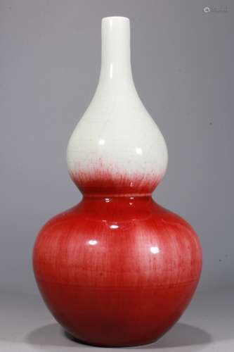 A Chinese White and Red Glazed Porcelain Double Gourd Vase