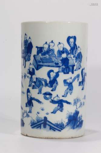 A Chinese Blue and White Porcelain Brush Washer