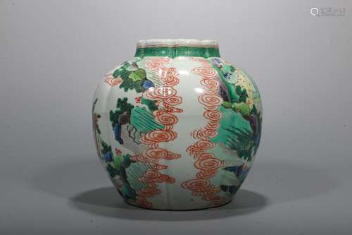 A Chinese Wu-Cai Glazed Porcelain Jar