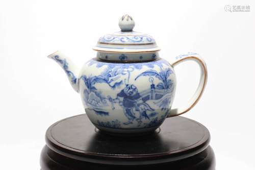 A Chinese Blue and White Porcelain Tea Pot