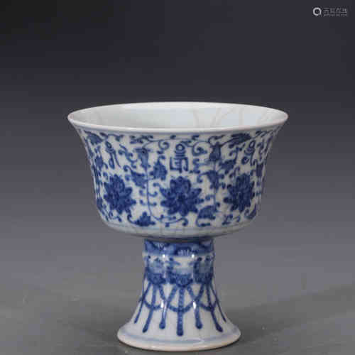 A Chinese Blue and White Porcelain Stem-Cup