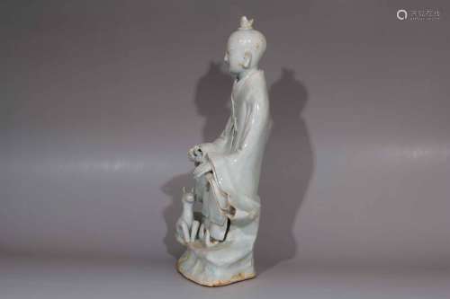 A Chinese Hutian Type Celadon Glazed Porcelain Figure of Buddha