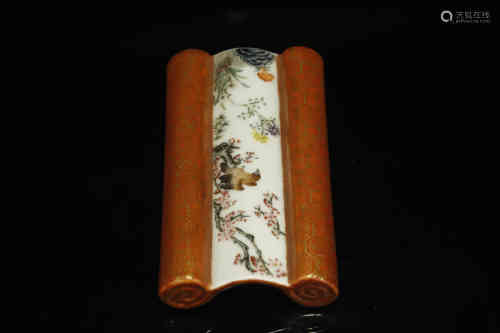 A Chinese Famille-Rose Porcelain Arm Rest