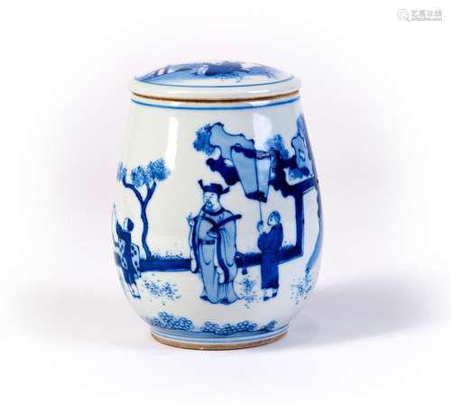 A BLUE AND WHITE JAR