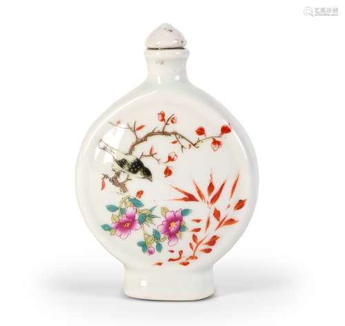 A SNUFF BOTTLE WITH POEM,BIRDS AND FLOWERS