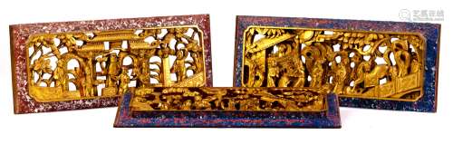 A GROUP OF CARVED WOOD PAINT GOLD WINDOW GRILLE