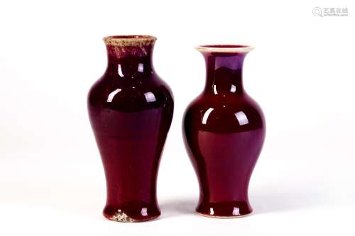 A GROUP OF RED GLAZED VASES