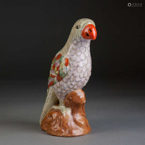 A FAMILLE ROSE PORCELAIN PARROT