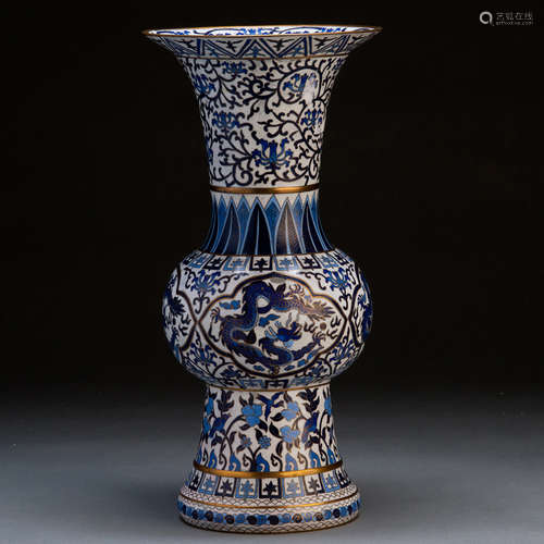 A CLOISONNE GU-SHAPED VASE