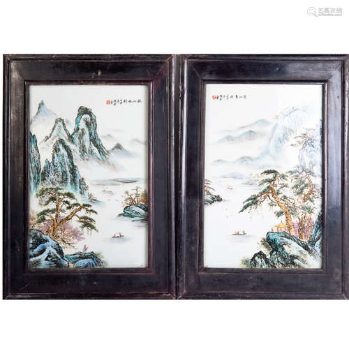 A GROUP OF PORCELAIN PLATE WITH LANDSCAPES BY 