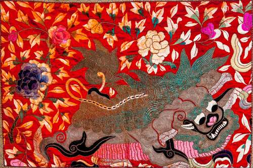 A CHINESE EMBROIDERY OF QILIN