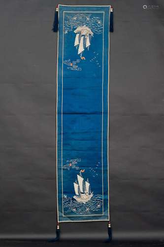 A CHINESE EMBROIDERY OF SAILBOAT