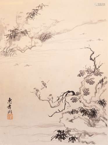 A CHINESE PAINTING OF BIRDS AND FLOWERS BY 