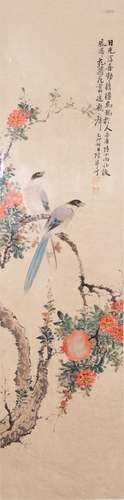 A CHINESE PAINTING OF BIRDS AND FLOWERS BY 