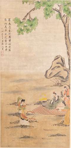 A CHINESE PAINTING OF LADIES BY 