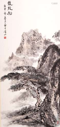 A CHINESE PAINTING OF TWO PINES BY 