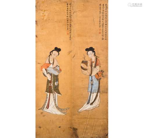 A PAIR OF CHINESE PAINTING OF LADIES