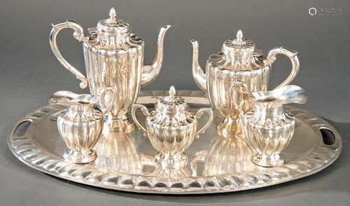 Mexican coffee and tea set punched silver Maciel L…