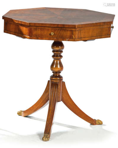 Regency octagonal pedestal table in walnut wood, p…