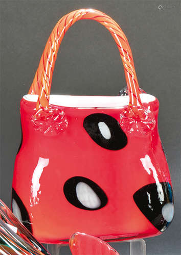 Vase shaped as a handbag in Murano glass