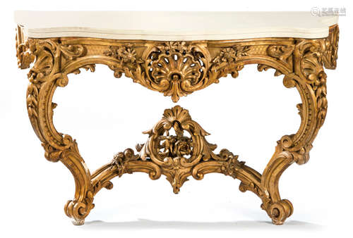 Console. Louis XV style, in carved and gilded wood…