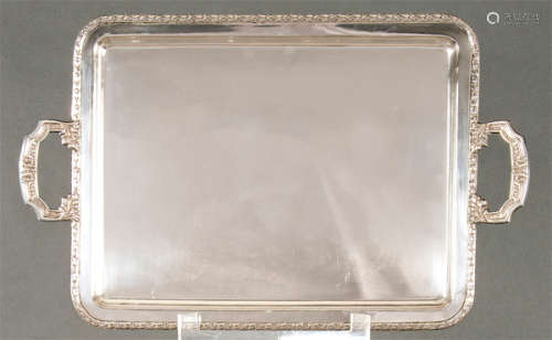Rectangular tray with two handles of Spanish silve…