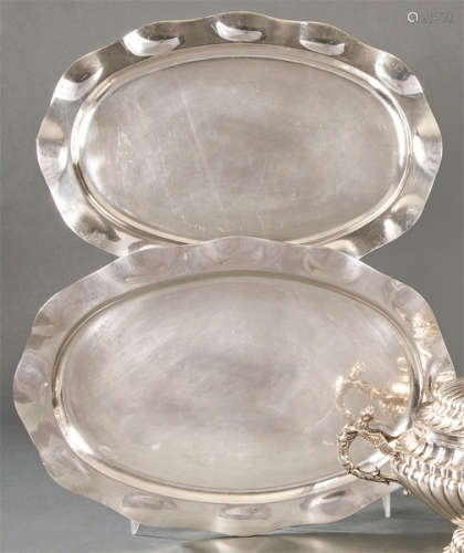 Set of two trays of Mexican silver punched Emma St…