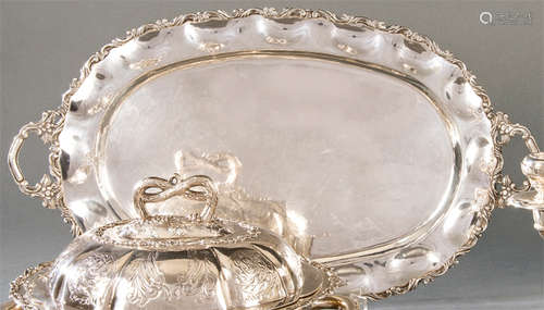 Oval tray with two handles of Peruvian silver perf…