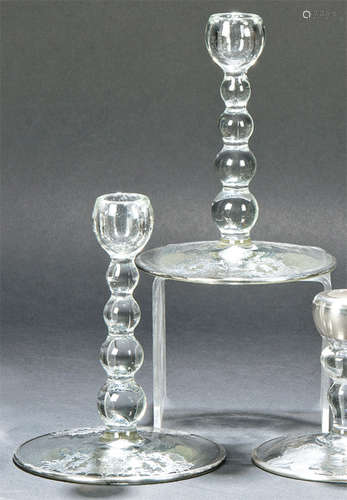 Pair of molded glass candlesticks from Fostoria Gl…