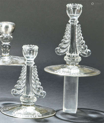 Pair of pressed glass candlesticks from Fostoria G…