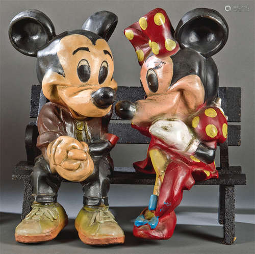 Mickey and Minnie made of polychrome resin S. XX.