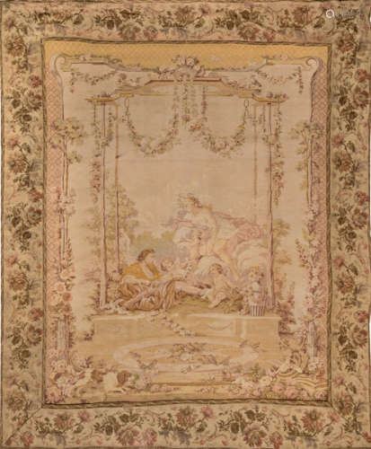 Wool and cotton tapestry with allegorical scene