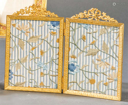 Gold rectangular bronze double table frame, Louis …
