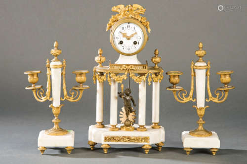Table clock with Napoleon III Louis XVI style trim…