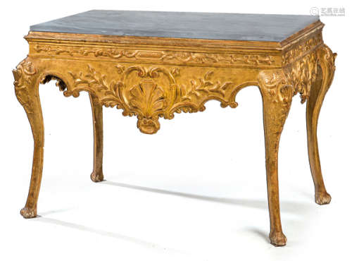 Carlos III console in carved and gilded wood, with…