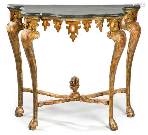 Carlos III console in carved, polychrome and golde…