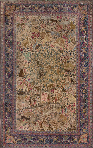 Persian wool rug with signed cartridge.