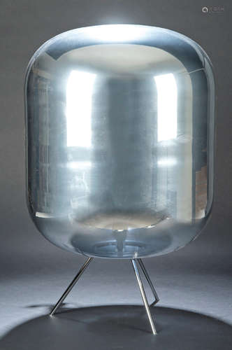 Table lamp in silver Murano glass, with chromed me…