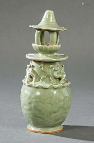 Vase with ceramic top from Longquan, China, Song D…