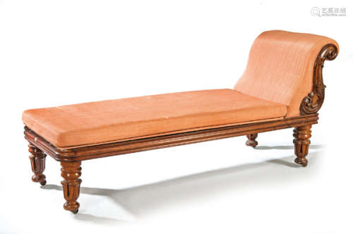Chaise Longue William IV in carved and turned maho…