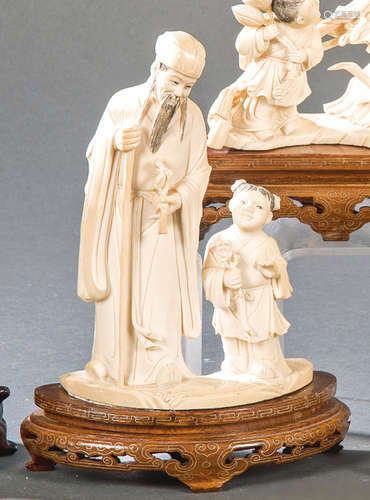 Wise with Girl carved in ivory with touches of bla…